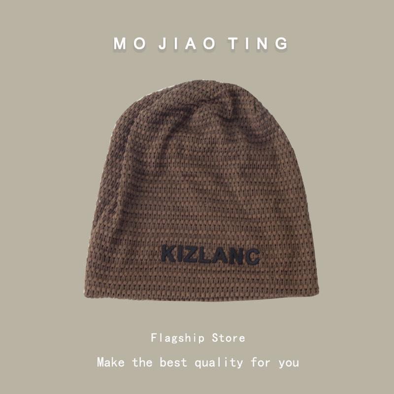 Hats Letters Autumn and Winter Confinement Hats Showing Face Versatile Wool Hats Cold Hats Piles of Hats Trendy