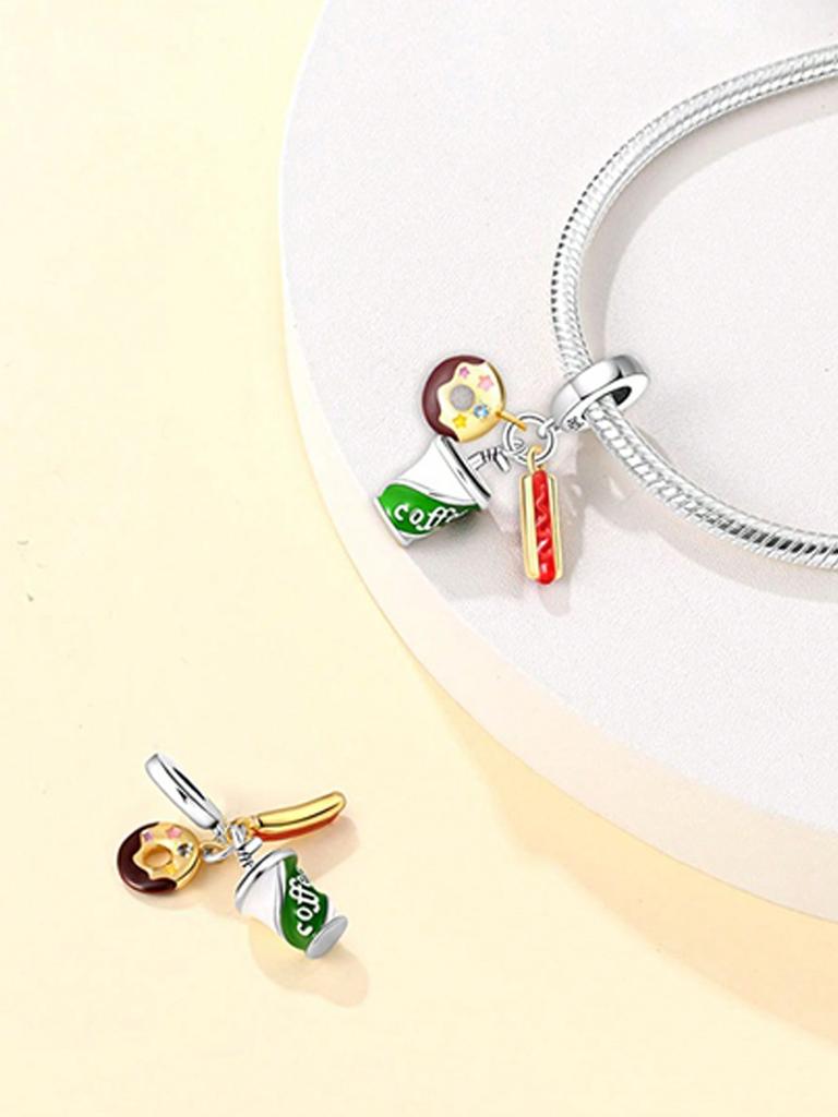 Copper Plated Original Charms Delicious Donut Cupcakes Beads Fit Bracelet Women'S Jewelry Gift