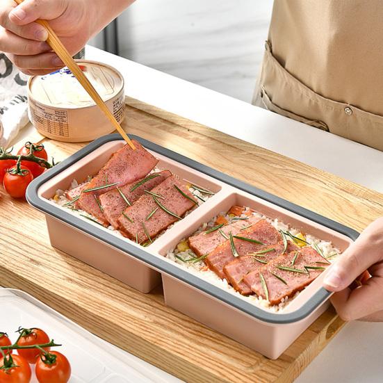 Silicone Food Storage Container with Lid Reusable Freezer Lunch Box Tray Divided Meal Prep Container for Kitchen