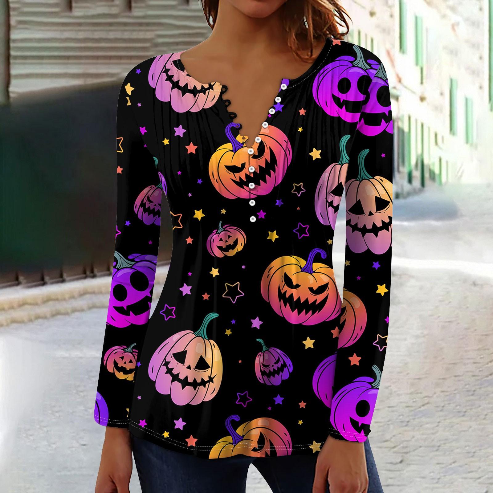 Женский топ с длинными рукавами и плиссированным воротником на пуговицах с принтом — фото 10