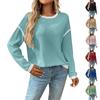 Dámský módní svetr s kulatým výstřihem, s dlouhým rukávem, barevně blokovaný, volný top