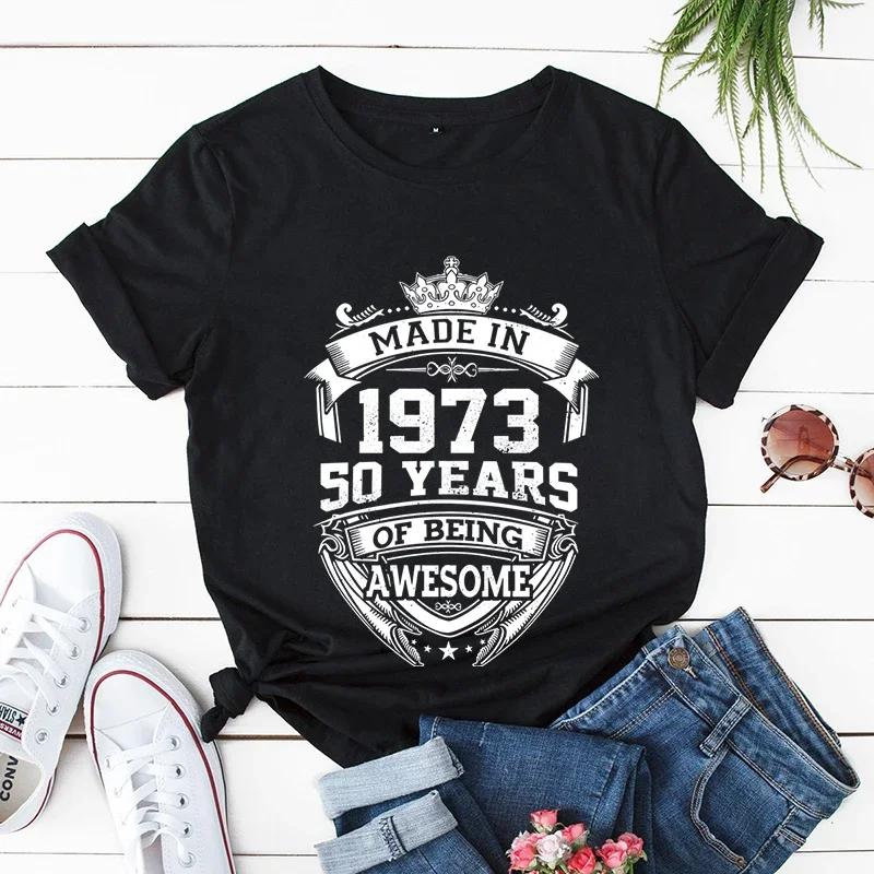 Vintage 1981 Print Unisex T Shirts Short Sleeve Unisex Tshirts Ladies Tee Shirt Tops 1973195719581961 Clothes Camisetas Mujer