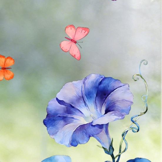 Spring Floral Window Clings Morning Glory Butterfly Dragonfly Static Glass Decals Reusable Sticker for Home Office Glass Doors Windows