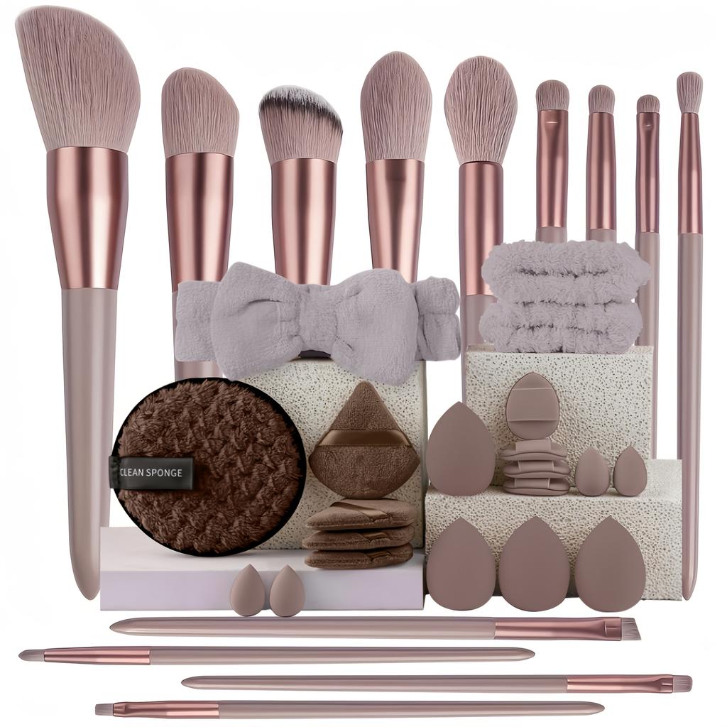 [Popular Choice] 13/33pcs Makeup Brush Set, Featuring Soft And Fluffy Tools for Foundation, Powder, And Eyeshadow Blending. Includes Makeup Sponges
