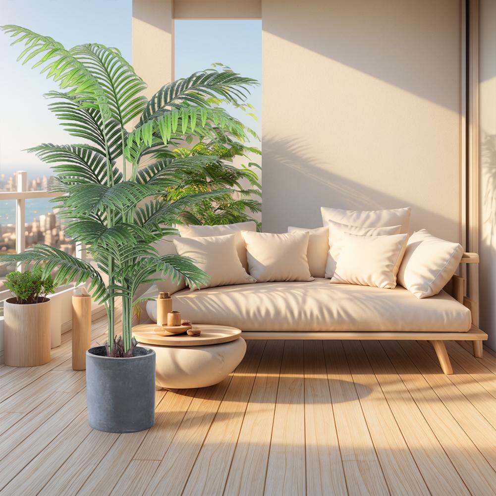 5FT Artificial Palm Tree Faux Areca Palm Plant Dypsis Lutescens Plants In Pot Faux Areca Palm Tree Tropical for Home Decoration