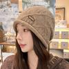 Sweet and Cute Wool Hat Women's Autumn and Winter Warm Ear Protection Plush Hat Big Head Circumference Knitted Hat