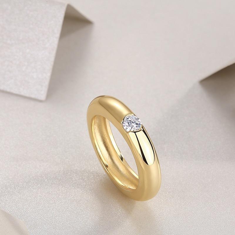 Nabest Fine Jewelry Gold Plated   CopperWomen Ring Hypoallergenic Simple Design VVS D Color Moissanite Ring Supplier