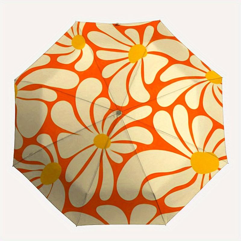 

1pc Floral Pattern Automatic Open/close Folding Compact Umbrella, 8-Rib Sturdy Canopy, Lightweight Portable, Commuting Use, Gift, Outdoor Umbrella, Tr