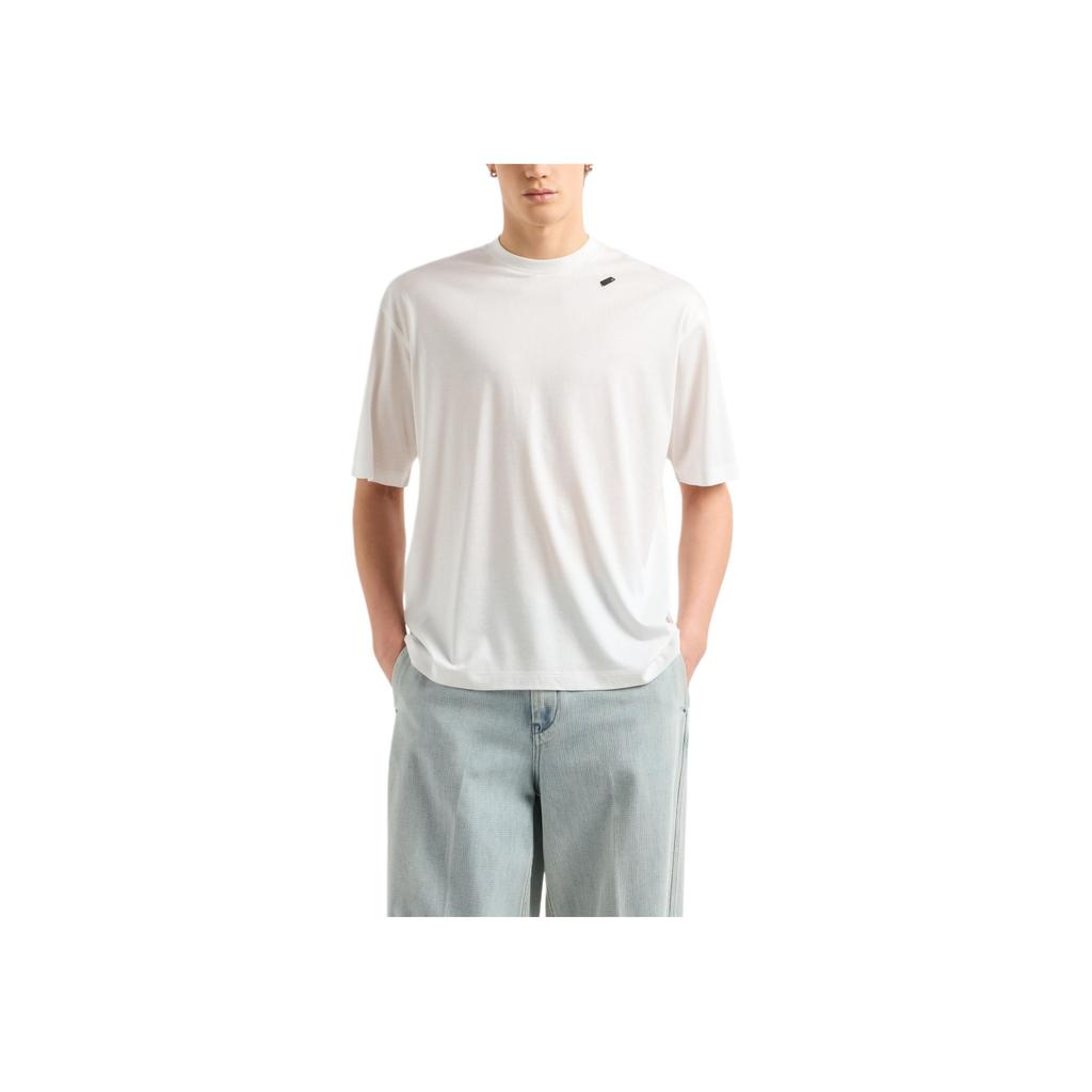 Emporio Armani Lycra Loose Short Sleeve Round Neck Drop Shoulder T-Shirt Men Tops White EM001035-AF13747-U0003