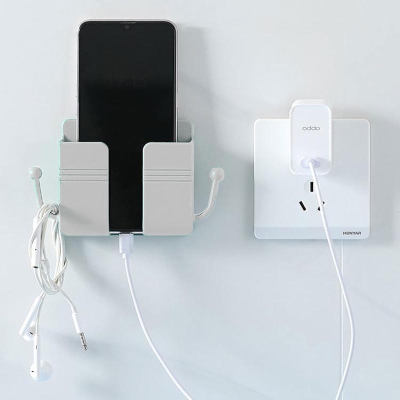 Wall Mount Phone Holder, Phone Stand For Bed, Wall Mounted Shower Phone Holder Remote Control Holder With Hooks