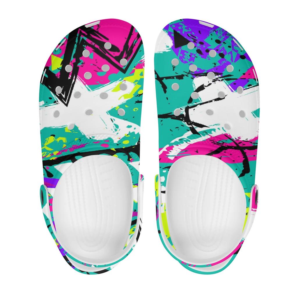 Printed EVA Clogs Women Men Lightweight Breathable Casual Slip On Garden Shoes for Beach Pool Bathroom Home Summer Daily Wear