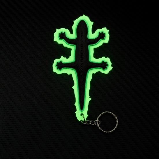 3D Printed Lizard Keychain, Glow in The Dark Pendant with Luminous Edges, Anime Keychain Pendant from The Adventures of Jackie Chan Metal Keychain