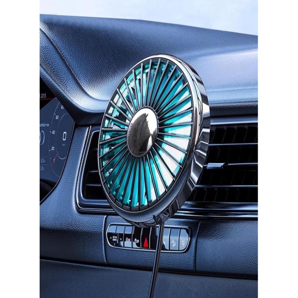 

USB Car Fan for Air Vent Mounted with Colorful Light 360° Rotatable Portable Clip Fans That Blow Cold Air Small Coolerni Fan Silent