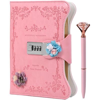 B6 Lockable Diary with Cute Princess Style Secret PU Stationery for Students and Anniversary or Birthday Gift Notebook, Lock, Notebook, Leather,