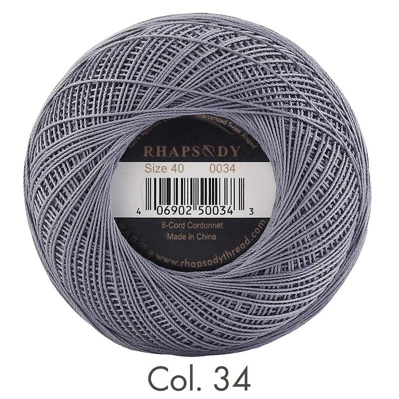 Rhapsody Premium Cotton Crochet Thread Size 40 for Tatting Needlepoint Knitting Bobbin Lace Quilting Sewing Mercerized