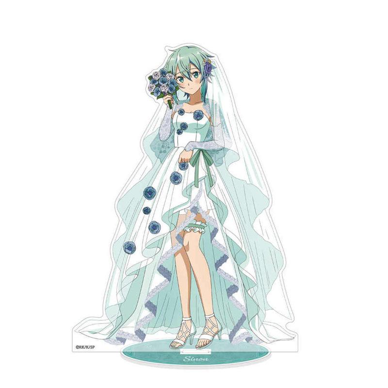 Sword Art Online Japanese Anime Peripherals Wedding Dress Version Acrylic Stand Collectible Desk Ornament Creative Gift Girl Toy