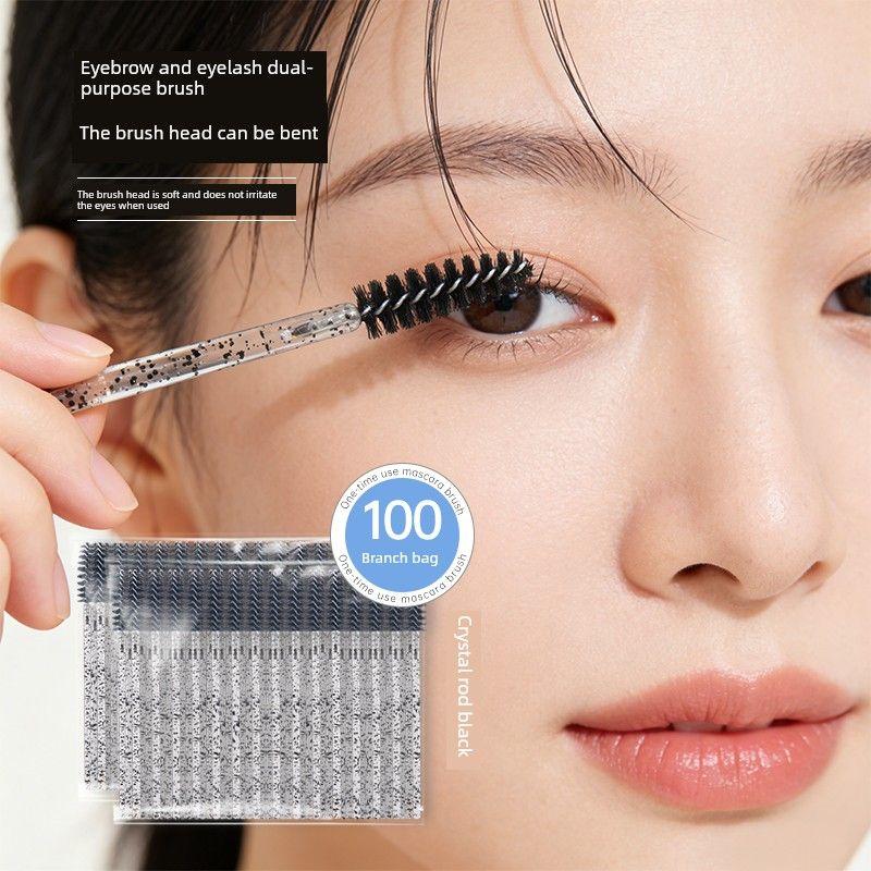 

Water-Resistant Eyelash Brush, Disposable Spiral Ultra-Fine Bendable Eyebrow Comb, Portable Makeup Brush, Eyelash Extension Tool Black Bag-100 Pieces