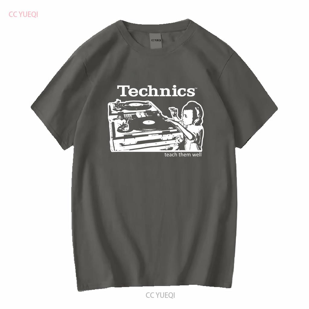 Technics Turntable Teach Them Well DJ T Shirt XL Vintage Washed Slightly Soft Unisex Stretched Homme Breathable Streetwear