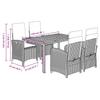 5 Piece Outdoor Dining Set with Cushions Grey Poly Rattan