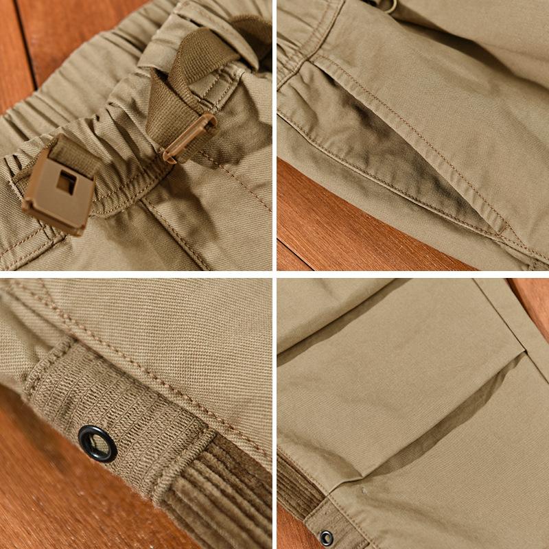 Japanischer Stil Cargohosen Herren Reine Baumwolle Elastischer Bund Lange Hosen Jugend Streetwear Baggy Herrenhosen Reine Baumwolle Freizeithosen