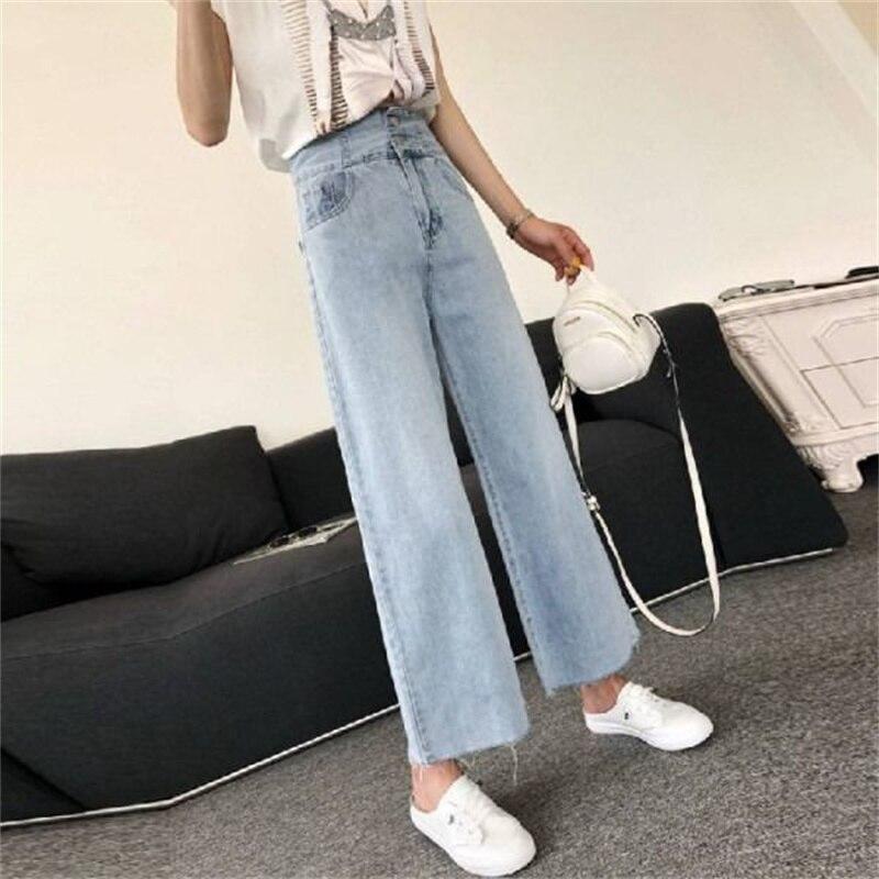 

Весна 2022, женские винтажные женские широкие джинсы с высокой талией, мешковатые женские джинсовые капри, прямые брюки, джинсовые брюки для мамы XL синий