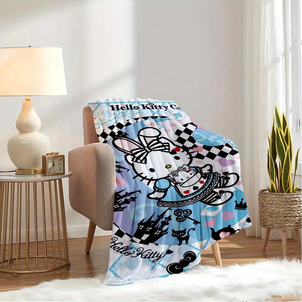 1pc Hello Kitty, Cafe, WonderlandDigital Print Fleece Blanket - Contemporary Style, Suitable for All Seasons, Perfect for Home, Travel, or C