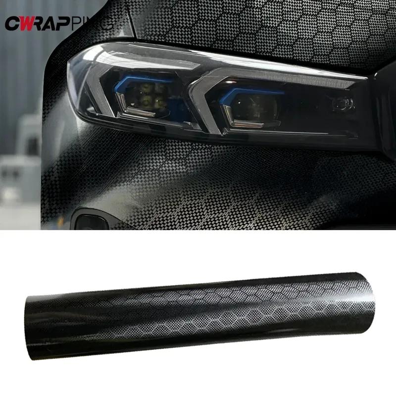 Self Adhesive Diamond Forged Carbon Film Black Carbon Fiber Sticker Air-release Technology Waterproof Stickers Auto Accessories
