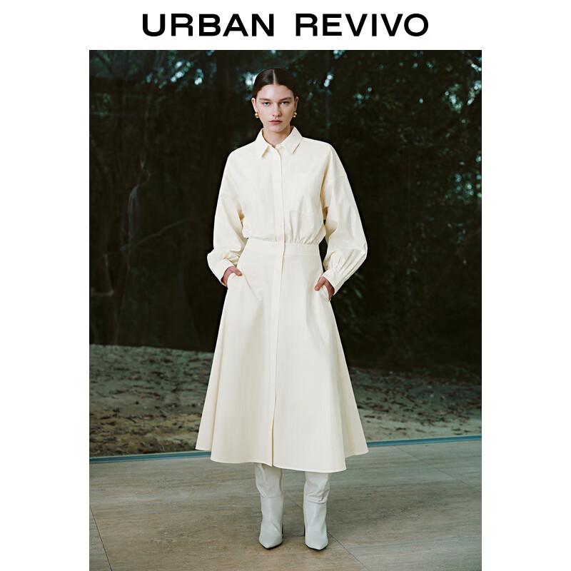 UR Women's Elegant Lapel Collar Long Sleeve Dress