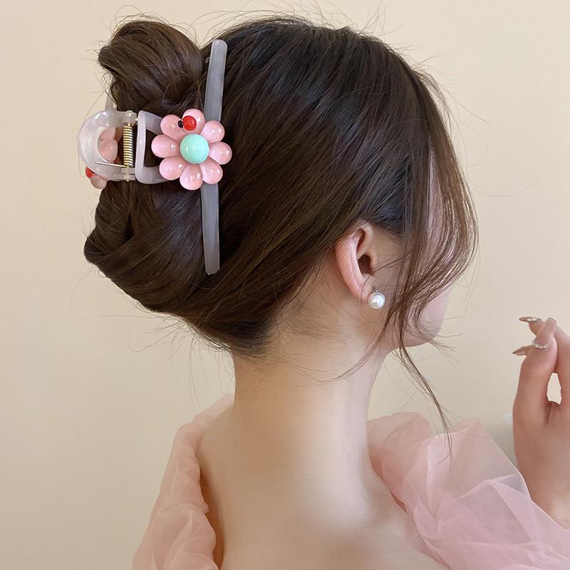 Acrylic Flower Simple Hairpin College Simple Ins Wind Hair Grab Fashion Versatile and Elegant Niche Hair Accessories