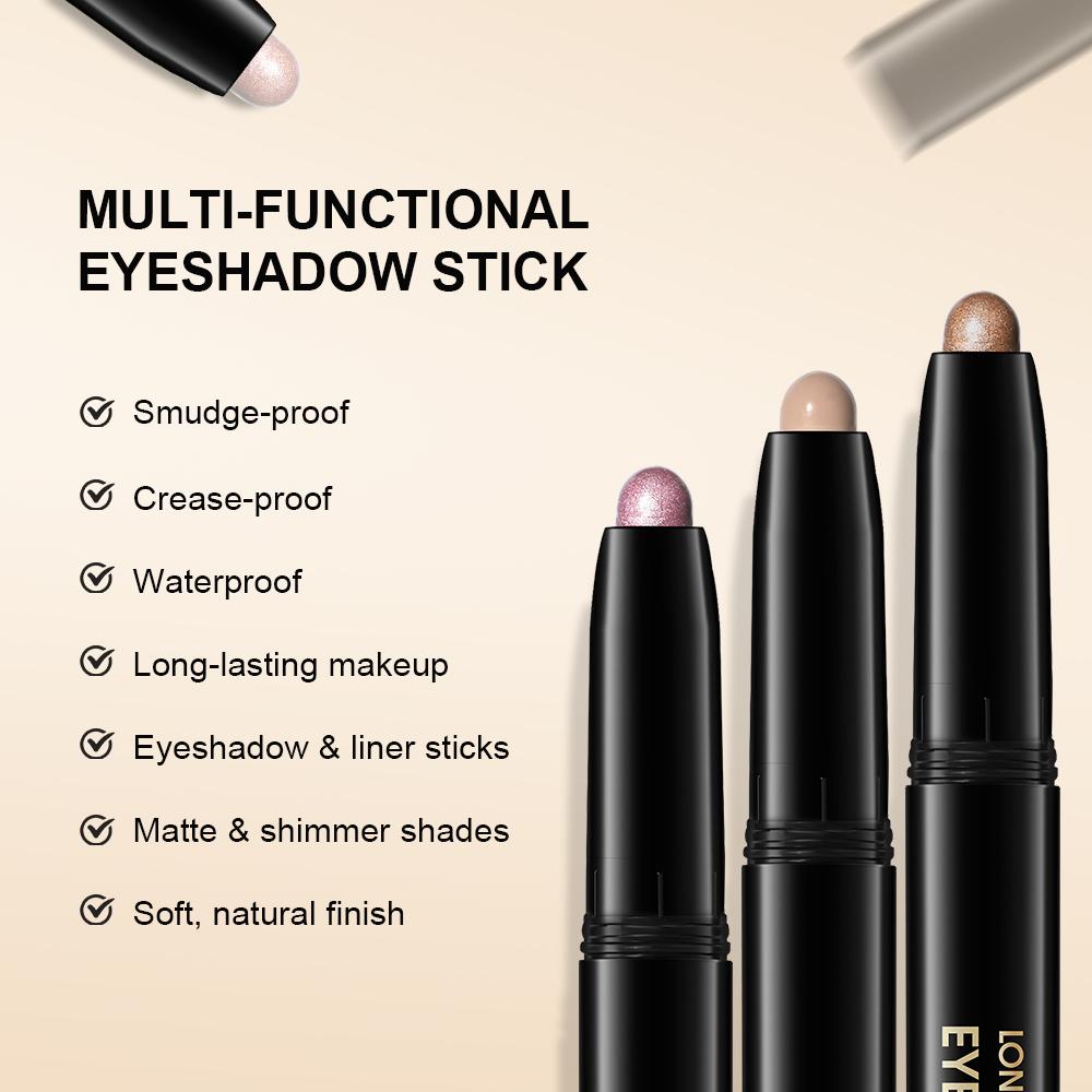 Lakerain Eyeshadow Stick Shimmer and Matte Long Lasting Waterproof Highlighter Metallic Glitter Eye Shadow Pencil Cosmetics