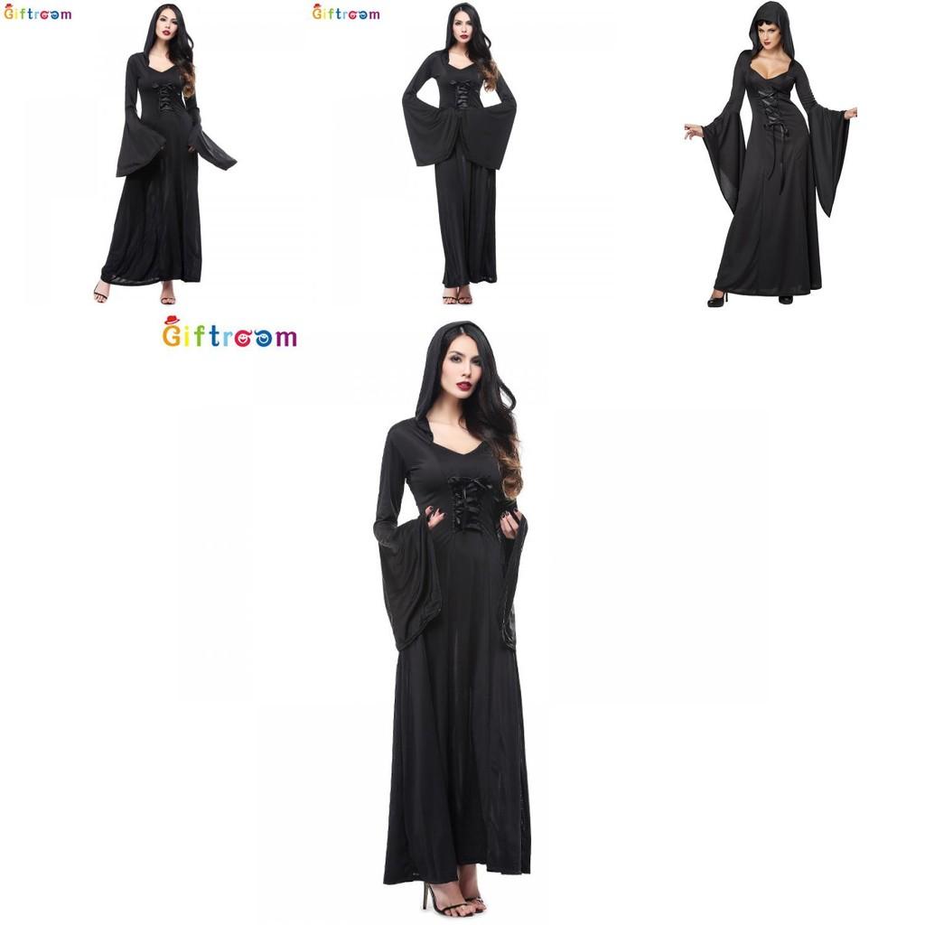 Long Black Stylish Vampire Dress For Women Perfect For Stage Shows And Themed Parties