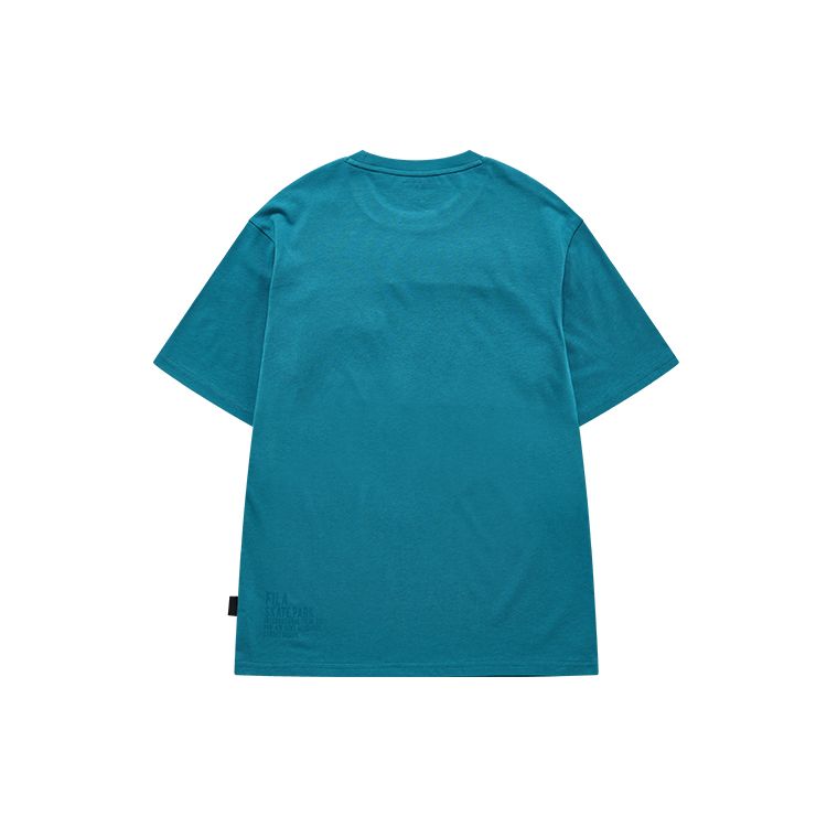 Fila Fusion Brand Logo Pocket Splicing Printed Loose Street Sports Casual Breathable Round Neck Short Sleeve Drop Shoulder T-Shirt T11M133107F-BU