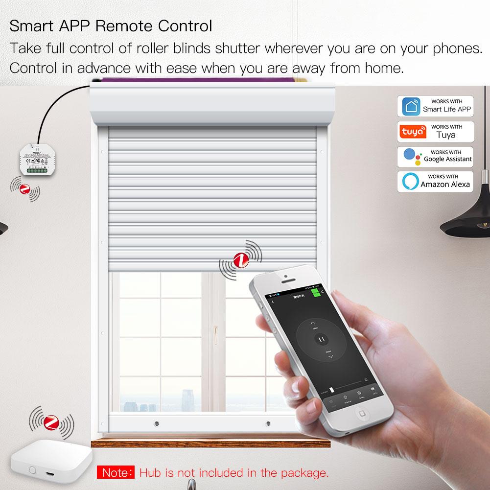 MOES ZIGBEE RF433 Mini Ukryty Moduł Przełącznika Smart do Rolet Żaluzji Zasłon DIY