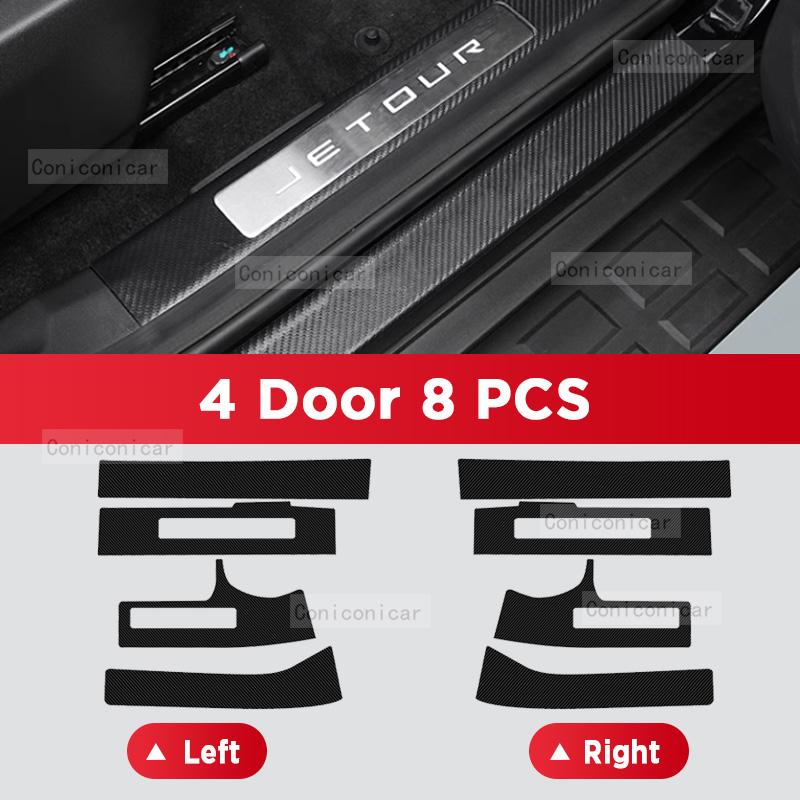 Car Carbon Fiber Door Sill Sticker For CHERY JETOUR T2 2024 2025 Threshold Pedal Anti-scratch Interior Decoration Accessories