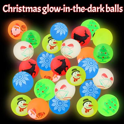 10/20/50Pcs Christmas Glow In The Dark Bouncy Balls Stocking Stuffers Toys Kids Birthday Party Game Gifts Rubber Bouncing Ball