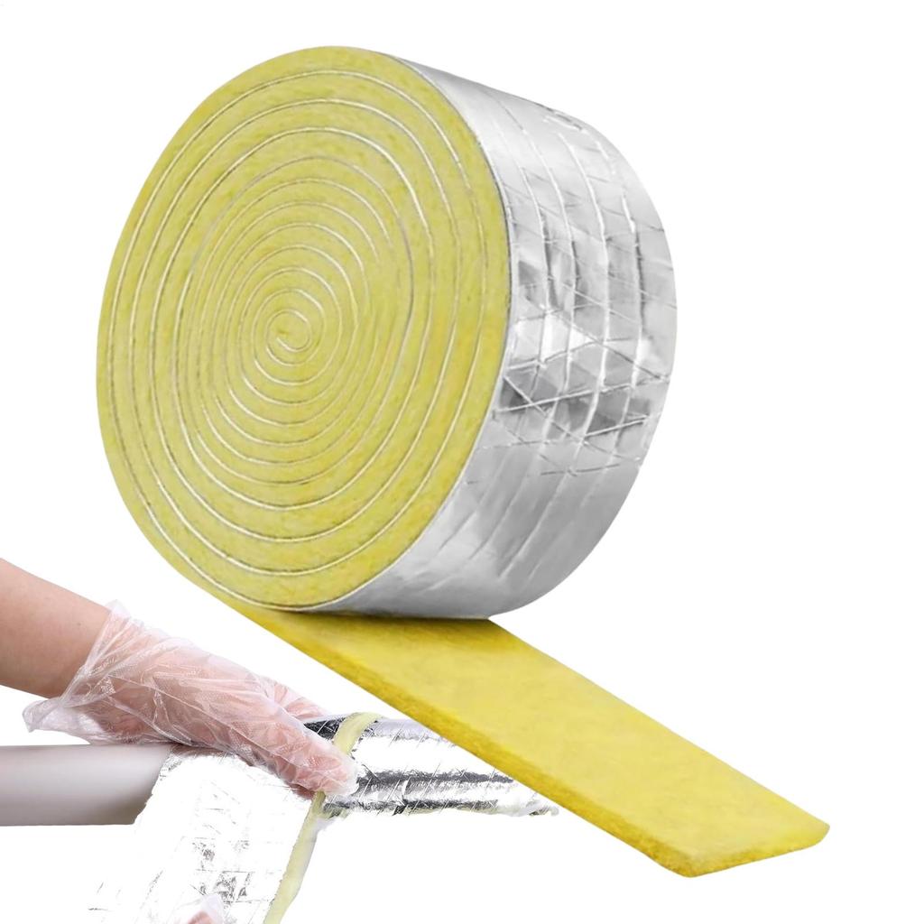 Foiled Fiberglass Pipe Insulation Wrap Tape Fireproof Self Adhesive Protection Insulation Roll Self-adhesive Pipes Tapes Sleeve