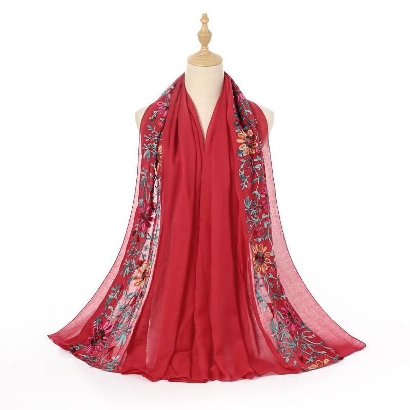 Womens Ethnic Style Embroidered Summer Sun Protection Shawl Scarf