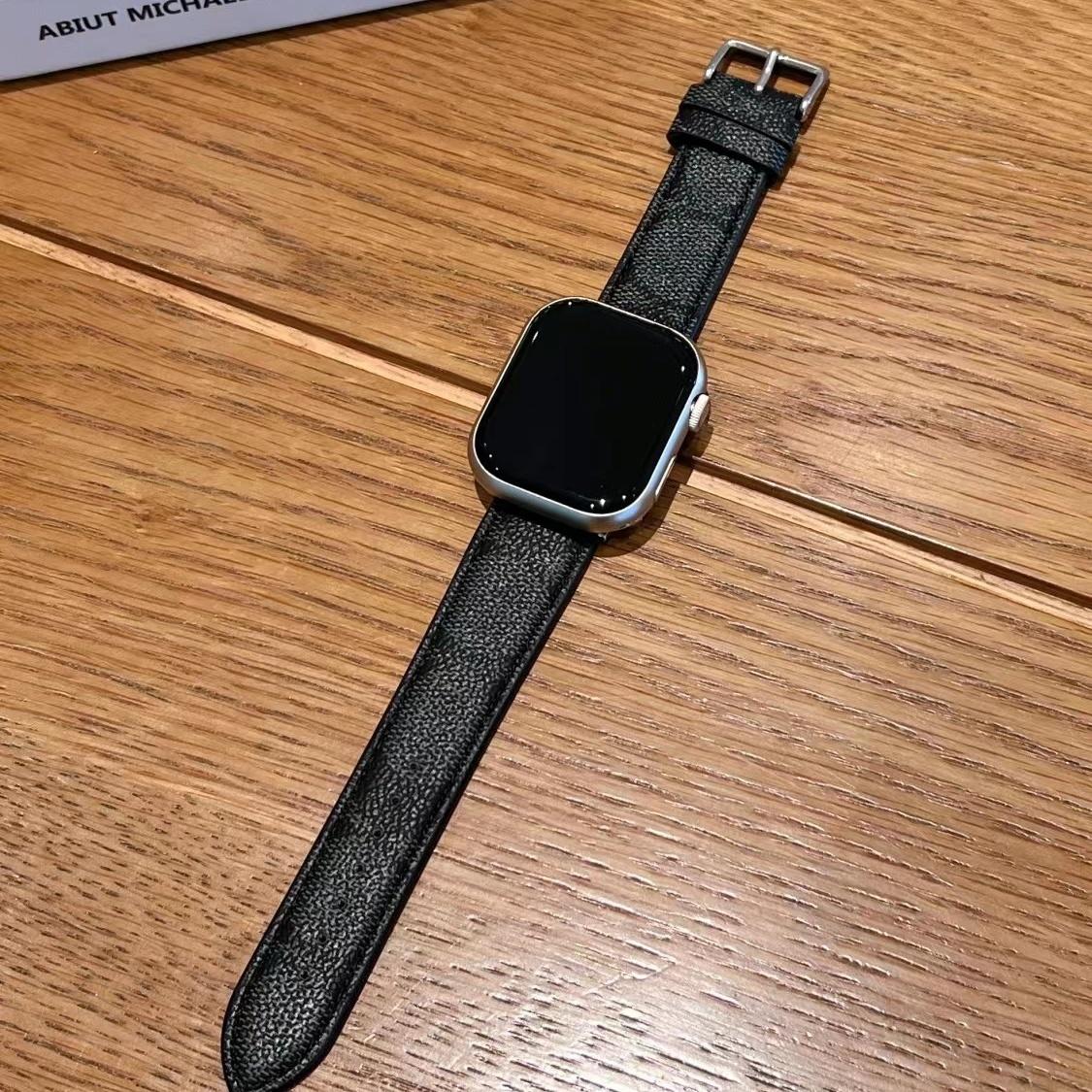 

Натуральний шкіряний ремінець для годинника Apple Watch 9/8/7/6/5/4/3/2/1/se/ultra- ретро ремінець для годинника iWatch 49 мм/45 мм/44 мм/42 мм/41 мм/40 мм/38 мм 45MM чорний