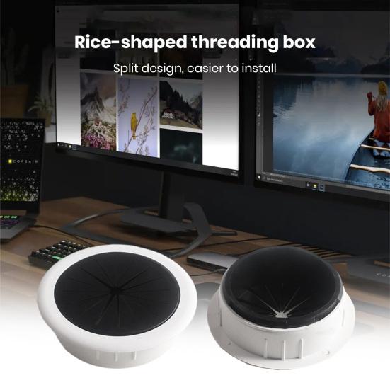 Computer Desk Threading Hole Cover Plate Rice-shaped Round Desk Hole Desktop Opening Wire Buckle Cover Plastic Decorative Cover