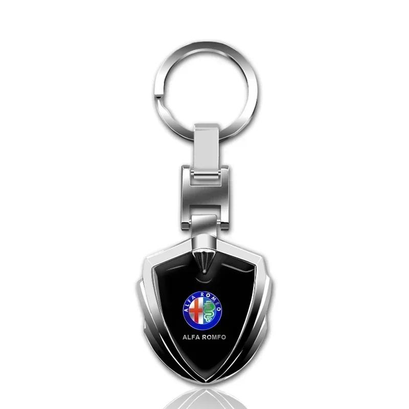 

For Alfa Romeo 3D Metal Alloy Car Keychain Clouds Pattern Shield Key Rings Accessories For Alfa Romeo Sportiva 156 Stelvio Giuli