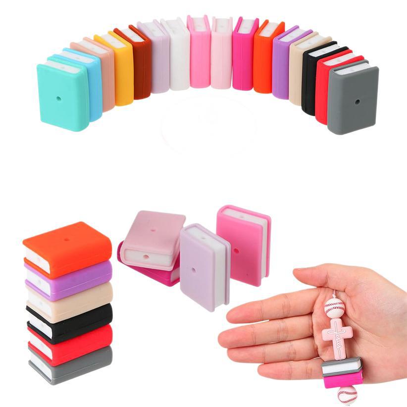 Stackable Rectangular Book-Shaped Silicone Beads – DIY Accessories with Double Holes