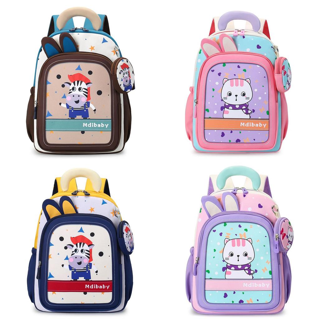 Cartoon Kids Backpack With Nylon Material And Ergonomic Shoulder Straps For School Use