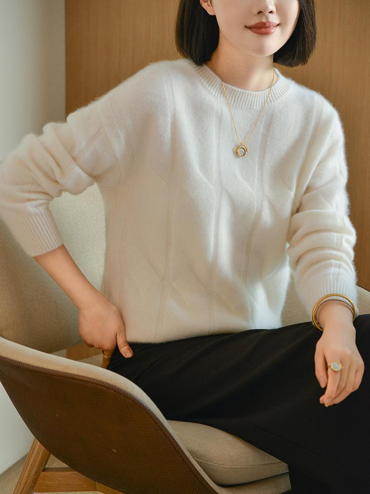 Dámský kašmírový svetr Qinghe kašmír 30% kašmír 70% vlna podzimní a zimní kašmírový svetr měkký a teplý