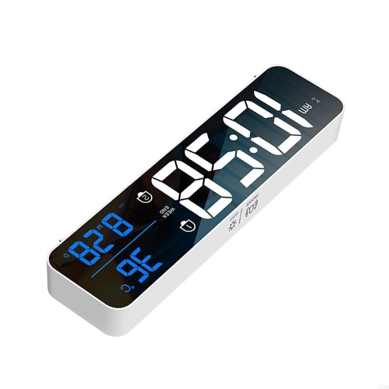 62KD LED Music Alarm Clock Voice Controlling Touch Snoozes USB Rechargeable Table Clock 2 Alarms Temperature Digital Clock