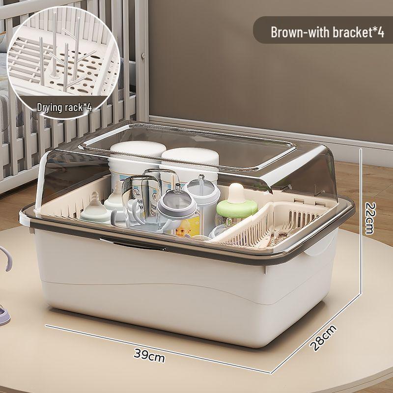 Dustproof Milk Bottle Storage Box with Lid - Baby Supplies & Toys Organizer