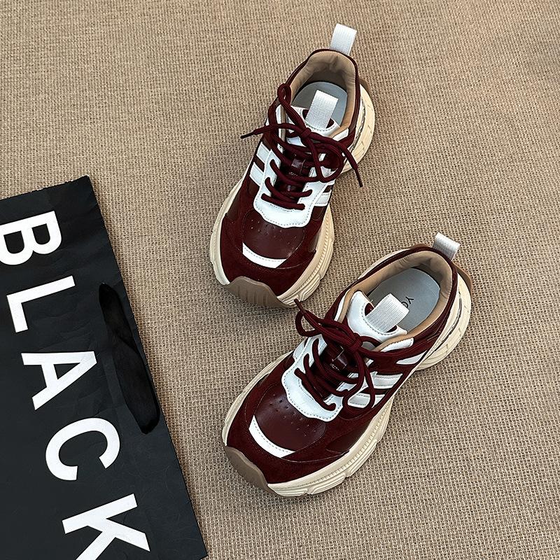 Fashion versatile retro color matching splicing sports dad shoes women's 2025 autumn and winter new casual shoes running shoes trendy shoes