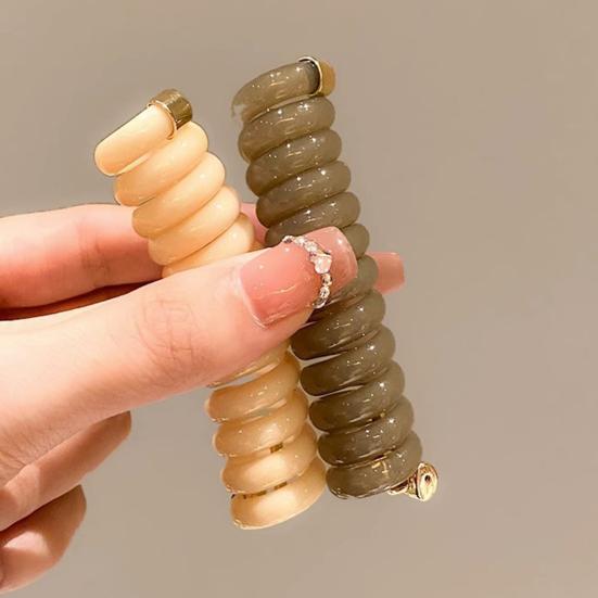 4Pcs Small Spiral Hair Coils Women Solid Color Phone Cord Ponytail Holder Strong Grip Waterproof Hair Ties