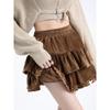 Women's French Retro Velvet High-Waist A-line Skirt: Pleated, Fluffy, Anti-exposure Design for Autumn/Winter
