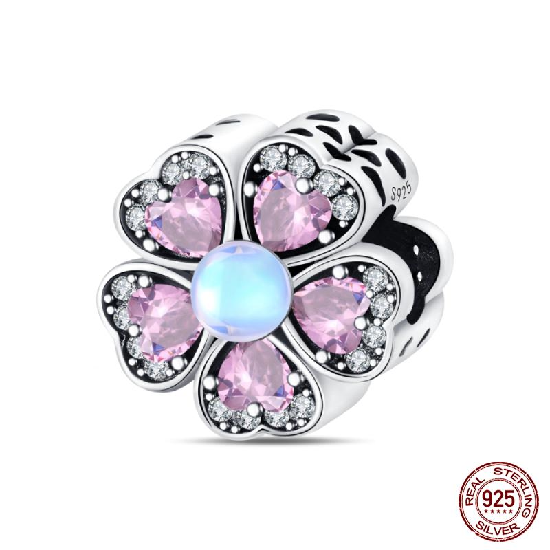 New Copper Fashion Spring Carnation Flower Parrot Charm Bead Suitable For 3Mm Bracelet Diy Fine Jewelry Gift Making