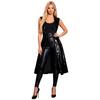 Damen Glänzender PU Punk Langer Trenchcoat Ärmellos Revers Offene Front Verstellbare Schnalle Taille Jacke Blazer für Cosplay Party Club Nacht